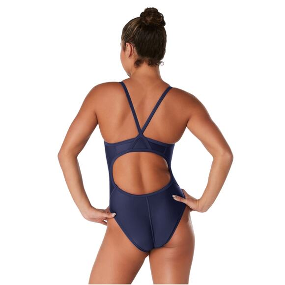 Speedo Womens Solid Flyback One Piece Blue Size 34 - Picture 1 of 7